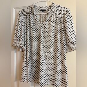 Adrianna Papell Black and White Polka Dot Blouse
